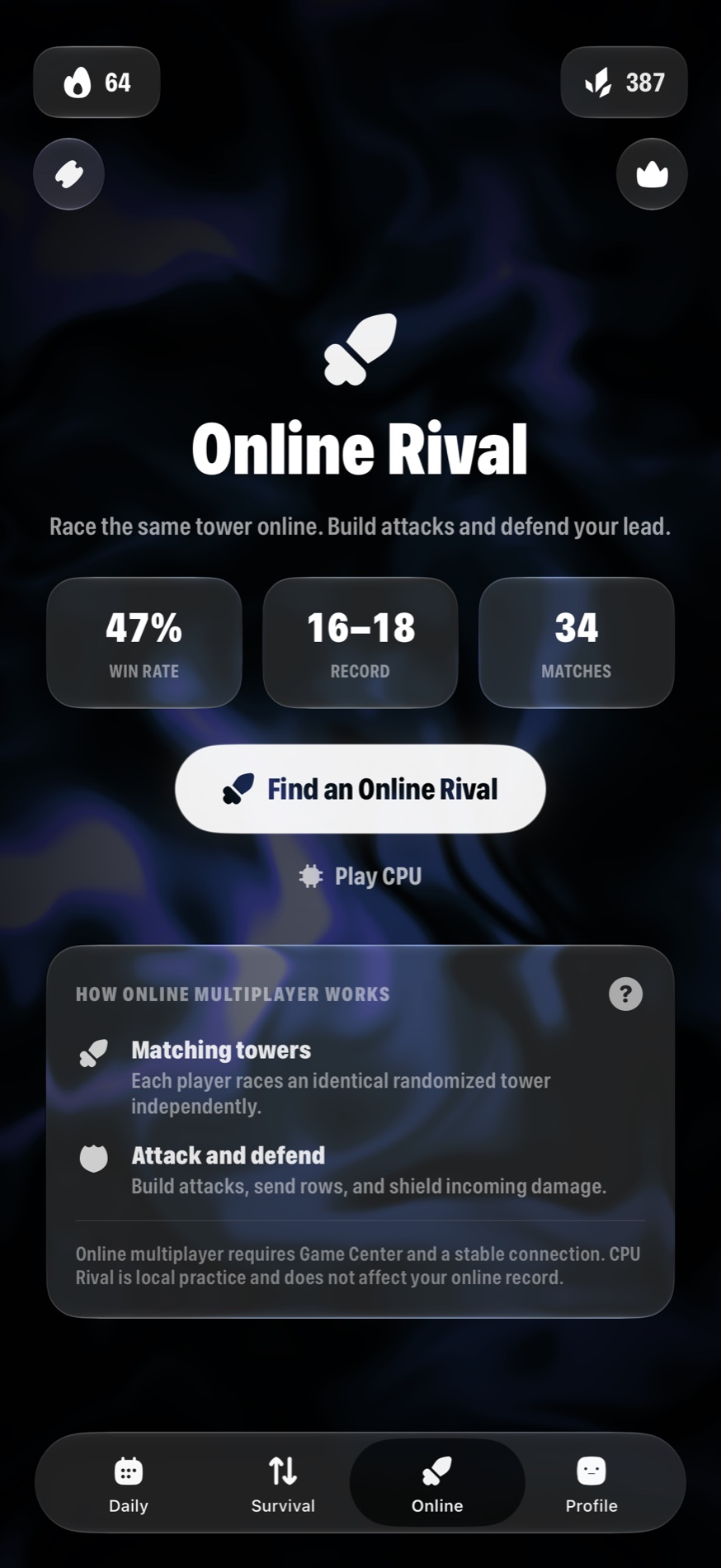 Online Rival mode overview